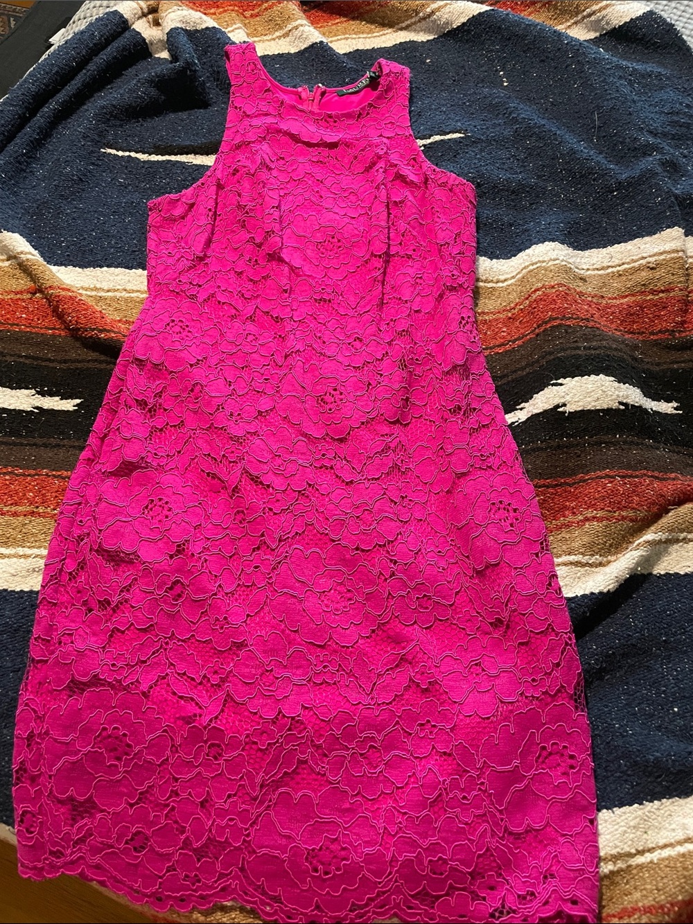 Lauren Ralph Lauren Fuchsia Pink Lace Midi Dress
